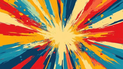 Wall Mural - vibrant explosion graphic with bold colors creating a dynamic visual impact.