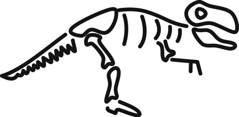 Poster - line art drawing of a tyrannosaurus rex skeleton, evoking paleontology and the study of ancient life