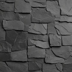 Poster - Close-up of a dark slate stone wall with a rough, uneven texture.