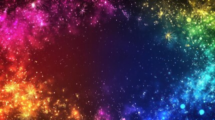 Wall Mural - An abstract image of a colorful explosion background with stars and nebula-like shapes.