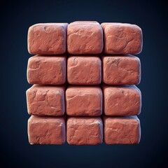 Poster - A red brick cube, a 3D render of a simple geometric shape.