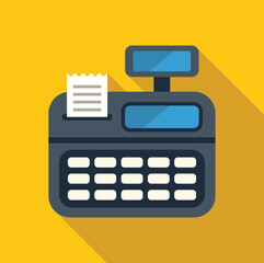 Poster - Cash register is printing a receipt on a vibrant yellow background
