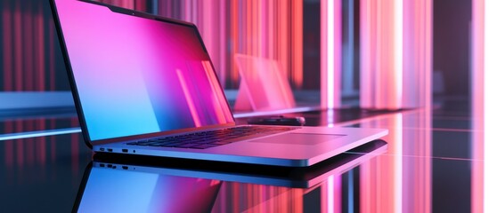 Poster - Laptop with Neon Lights