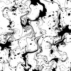 Poster - A captivating black and white marbling composition showcases swirling patterns and bold contrasts. The intricate design creates a unique visual texture, perfect for artistic use or backgrounds.
