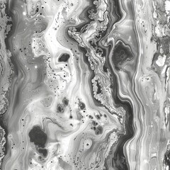 Poster - A captivating display of swirling black and white patterns creates an abstract design, showcasing fluid shapes and intricate textures, inviting viewers to explore its depth and movement.