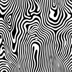 Poster - A continuous abstract pattern features flowing black and white lines creating an intriguing wave-like design, emphasizing fluidity and movement across the surface.
