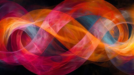Poster - Bright and vivid light trails swirl and intertwine, creating a captivating abstract pattern against a dark backdrop. The dynamic colors evoke a sense of movement and fluidity in the artwork.