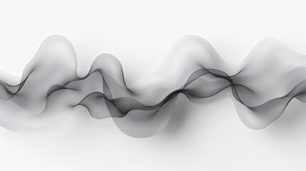 Poster - A flowing, abstract wave pattern formed with delicate, translucent fabric drapes gracefully across a clean white backdrop. The gentle curves and layers create a sense of movement and depth.
