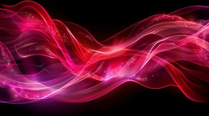 Poster - Graceful waves of vibrant pink and purple hues flow smoothly across a dark backdrop, creating a mesmerizing abstract effect that evokes a sense of tranquility and artistic expression.
