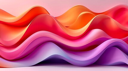 Poster - Flowing curves of colorful material create an abstract pattern, blending shades of pink, orange, and purple. The fabric captures light, showcasing a smooth texture that enhances its visual appeal.