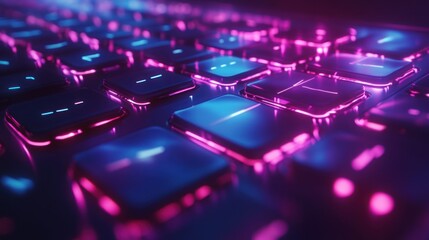 Poster - Neon Keyboard Close-up