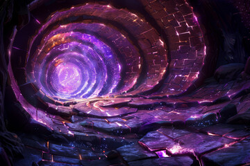 Poster - A mesmerizing cosmic tunnel glows with vibrant colors and swirling patterns.