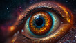 © arief - highly detailed close-up image of an eyeball reflecting a vibrant galaxy