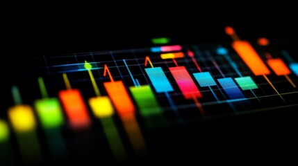 Poster - Neon Financial Graph in Futuristic Style