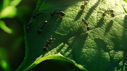 Poster - Ants Exploring Leaf Surface in Natural Habitat