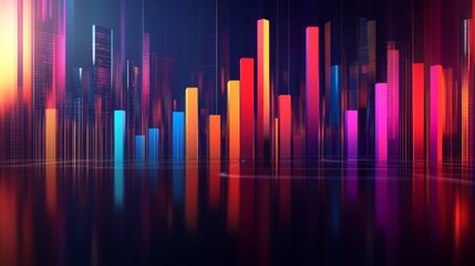 Poster - Modern 3D Bar Graph with Vibrant Colors on Dark Background