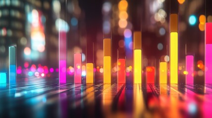 Aufkleber - Vibrant 3D Stacked Bar Graph in Abstract Background