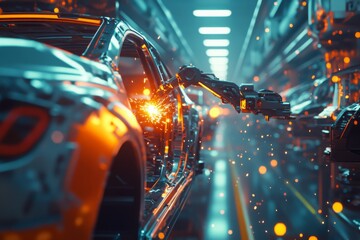 Aufkleber - Precision Robotic Arms in Auto Manufacturing Process