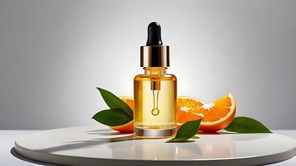 Serum oil vitamin C pipette dropper bottle and skin care beauty product natural cosmetic