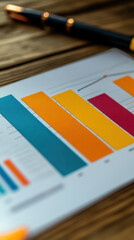 Poster - A graph with a pen on top of it. The pen is black and the graph is on a wooden surface