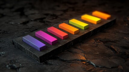 Poster - Colorful Financial Bar Chart on Dark Background