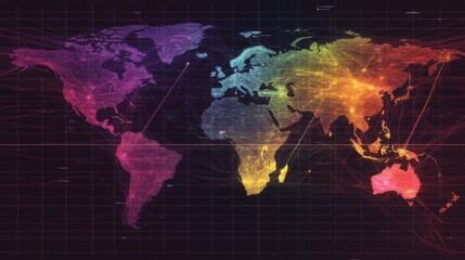 Leinwandbilder - Colorful World Map with Graphical Background Design
