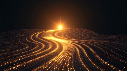 Poster - Abstract glowing lines forming a path to a shining point of light, symbolizing strategic clarity.