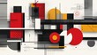 © Ckip - Dynamic abstract geometric background with a mix of red, yellow, black, and white shapes, including circles, rectangles, and lines, creating a modern, structured, and balanced composition.