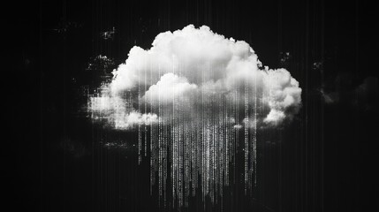 Poster - White background digital cloud icon with security encryption code overlay