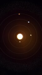 Wall Mural - Vertical Top Down Animation of the Inner Planets of the Solar System an the Asteroid Belt and their Relative Motions Around the Sun