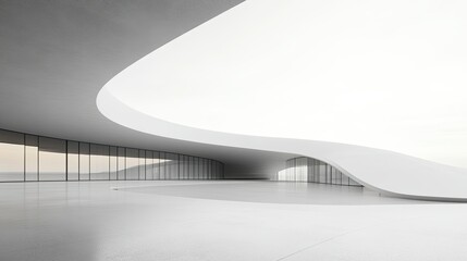 Aufkleber - Beautifully curved facade of futuristic building, blank sky