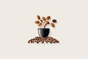 Wall Mural - Minimalist line art of a coffee grinder with beans, capturing the simplicity and satisfaction of preparing fresh coffee, symbolizing ease and routine