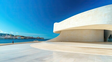 Aufkleber - Curved facade of modern art museum, open background