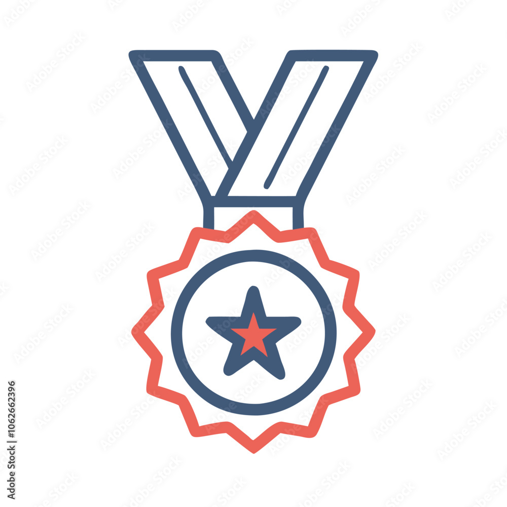 Colorful award medal icon with star, Simple icon of a medal with star ...