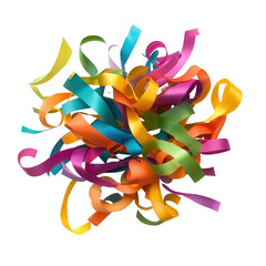 Colorful ribbon swirl on a white isolated background, perfect for festive designs and celebrations. transparent background