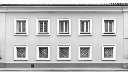 Aufkleber - Monochrome facade with diamond-shaped windows, empty background