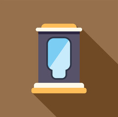 Poster - modern urinal in public toilet restroom with brown background, flat design icon with long shadow