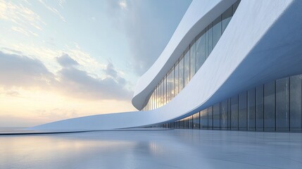 Aufkleber - Curved facade of modern art museum, open background
