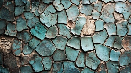 Cracked Blue Paint on Weathered Surface