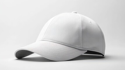 Wall Mural - White baseball cap mockup isolated on plain white background for versatile design showcase