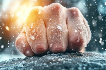 Mountain Climbing: Close-Up of Hands on Rock for Extreme Outdoor Adventure Background