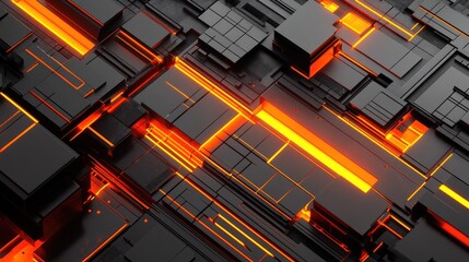 Poster - Abstract Technology Background with Glowing Lines and Shapes