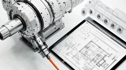 Poster - Advanced Machinery Design with Technical Blueprints