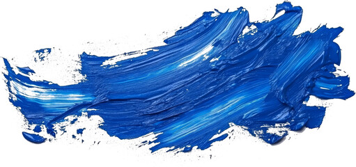 Leinwandbilder - Blue paint brush stroke on transparent background, abstract art concept