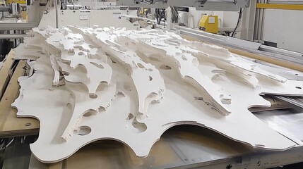 Poster - Intricate Wood Cutouts on Production Table
