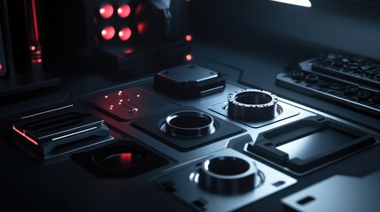 Poster - Futuristic Technology Components in Dark Setting