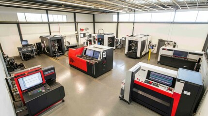 Poster - Modern Manufacturing Facility with CNC Machines