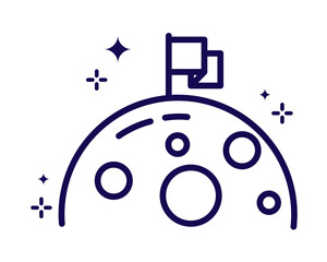 Wall Mural - moon and flag minimalist space exploration