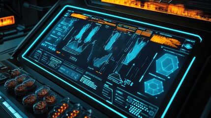Poster - Futuristic Control Panel with Glowing Displays