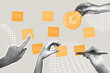 © Наталья Косаревич - Fashionable halftone collage. Business discussion concept, business idea presentation, brainstorming, meeting and discussion, pitching an idea. Illustration for web banner, social media banner